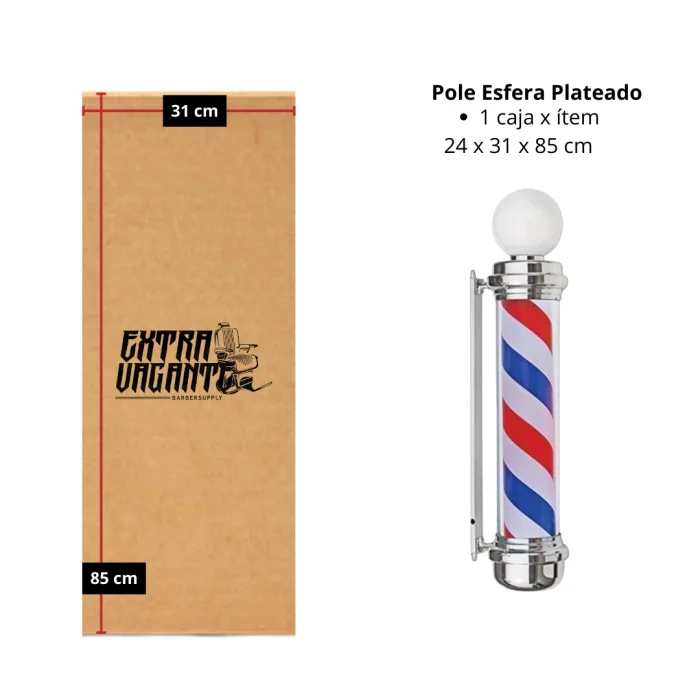 Pole Barber Clásico con Esfera Silver 85cm - Imagen 2