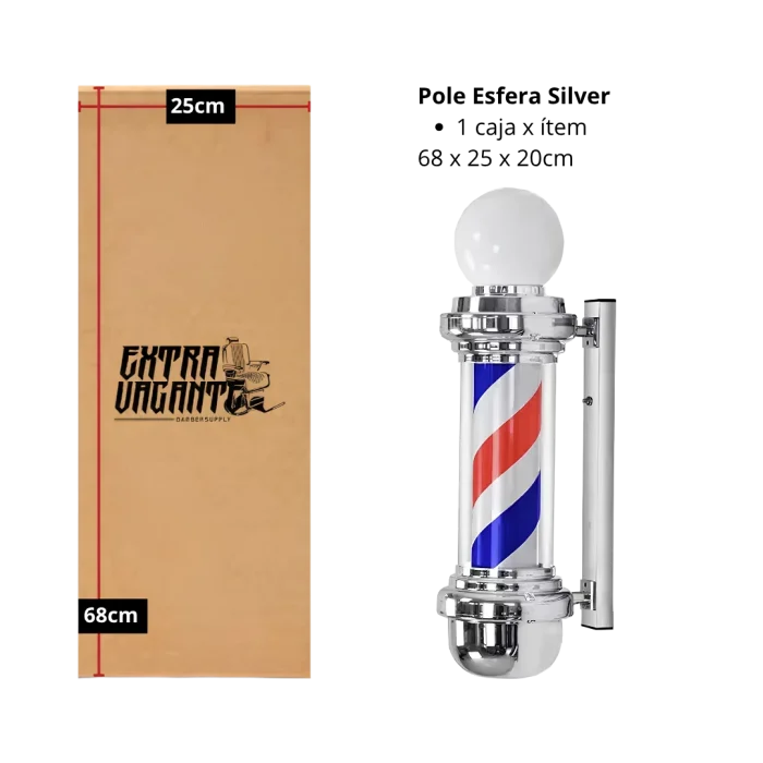 Pole Barber Clásico con Esfera Silver 68cm - Imagen 2
