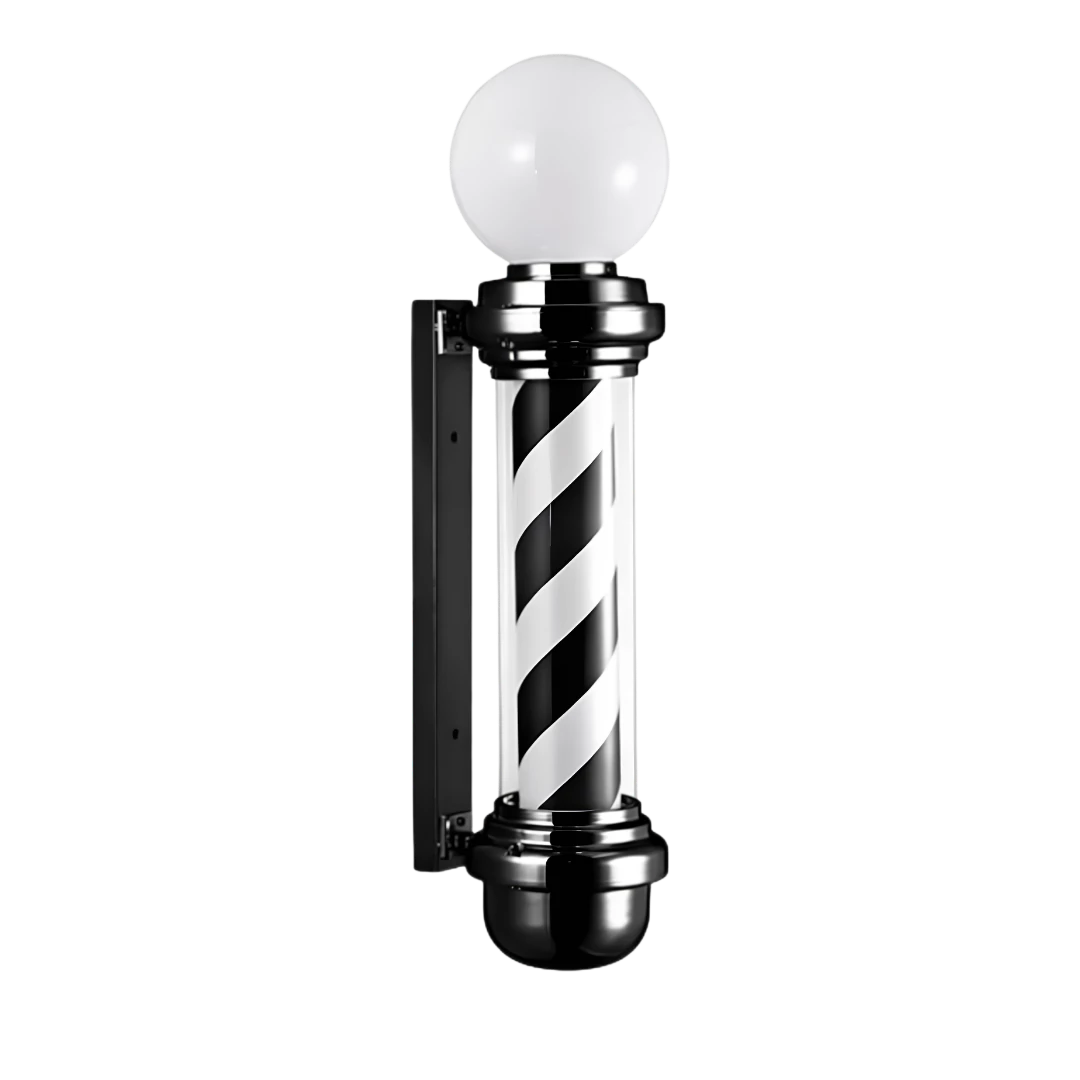 pole-barber-clasico-con-esfera-85cm-negro-extravagantebarber Pole Barber Clásico con Esfera Negro 85cm - Imagen 1