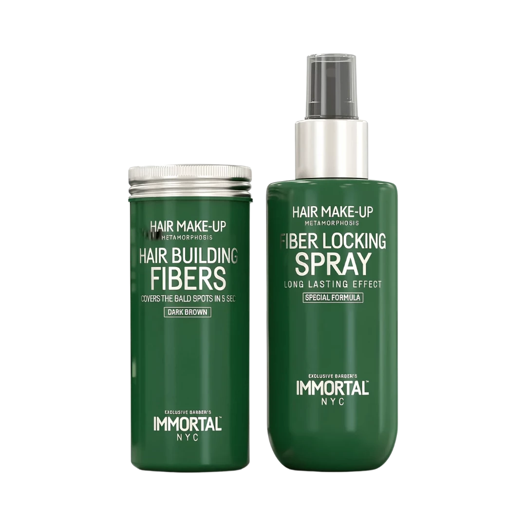set-fibra-capilar-spray-fijadora-immortal-negro-150ml-extravagantebarber Set Fibra Capilar & Spray Fijadora IMMORTAL Negro 150ml - Imagen 1