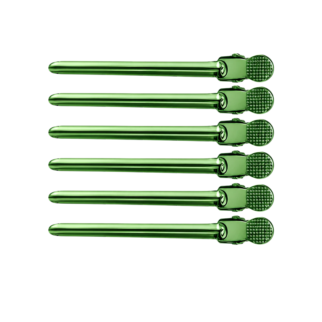 pinzas-tomadores-verdes-6-unidades-extravagantebarber Tomadores / Pinzas Verde 12 uds. - Imagen 1